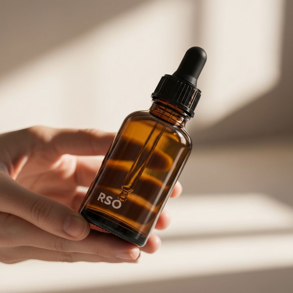 RSO oil product background with professional lifestyle aesthetic